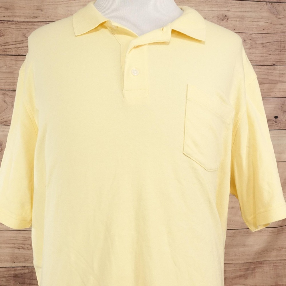 Croft & Barrow Polo Shirt Mens 2XL Yellow 100% Cotton Jersey Pocket Casual